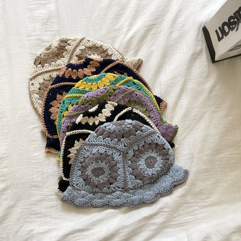 Hollow Flower Knitted Fisherman Hat