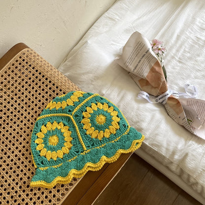 Hollow Flower Knitted Fisherman Hat