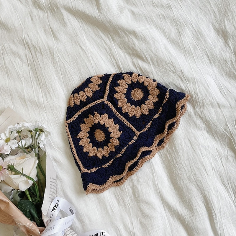 Hollow Flower Knitted Fisherman Hat