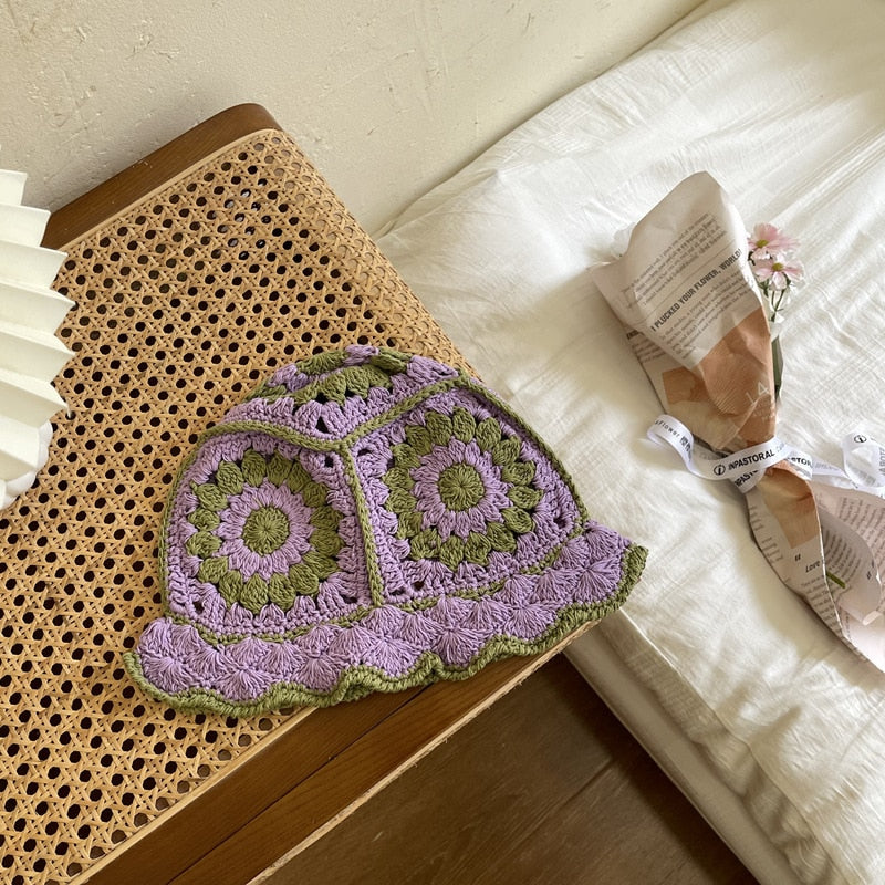 Hollow Flower Knitted Fisherman Hat