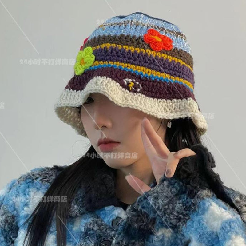 Knitted Crochet Bucket Hat