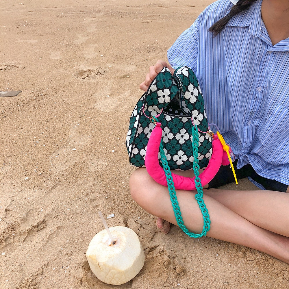 Flower Crochet Shoulder Bag